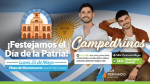 San Fernando celebrará el 25 de Mayo con Campedrinos, música en vivo y un gran acto patrio