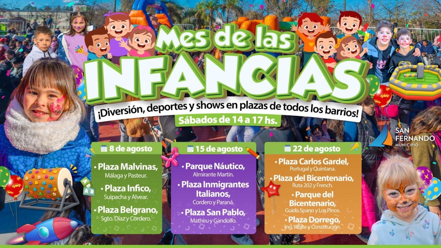 Mes de las Infancias en San Fernando: plazas con shows, juegos y actividades gratuitas durante agosto